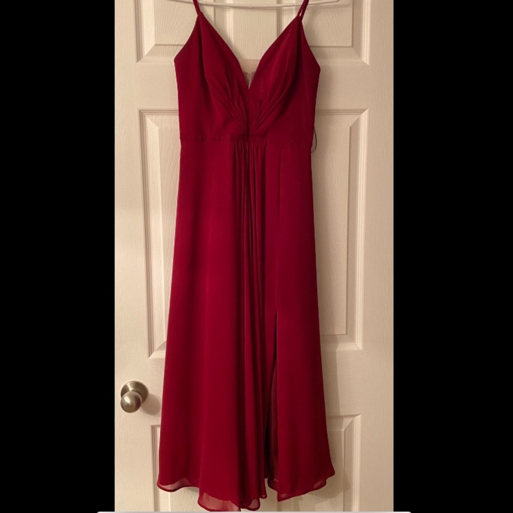Long Laura Red Chiffon Dress- Size 0